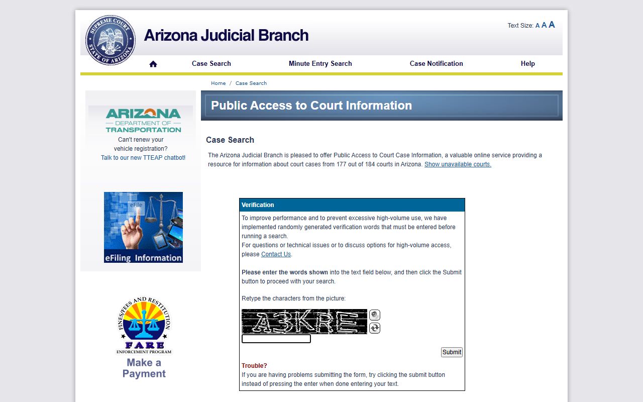 Yavapai County court records after arrest Public Access case lookup